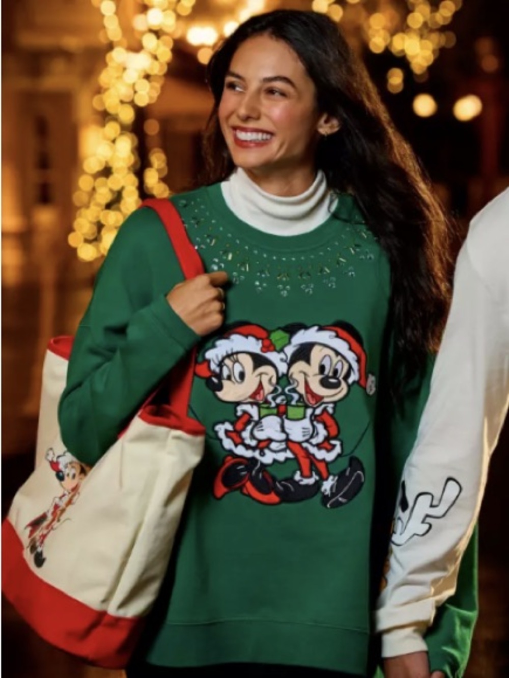 Disney Green Mickey & Minnie christmas Sweatshirt rhinestones 2025 merch